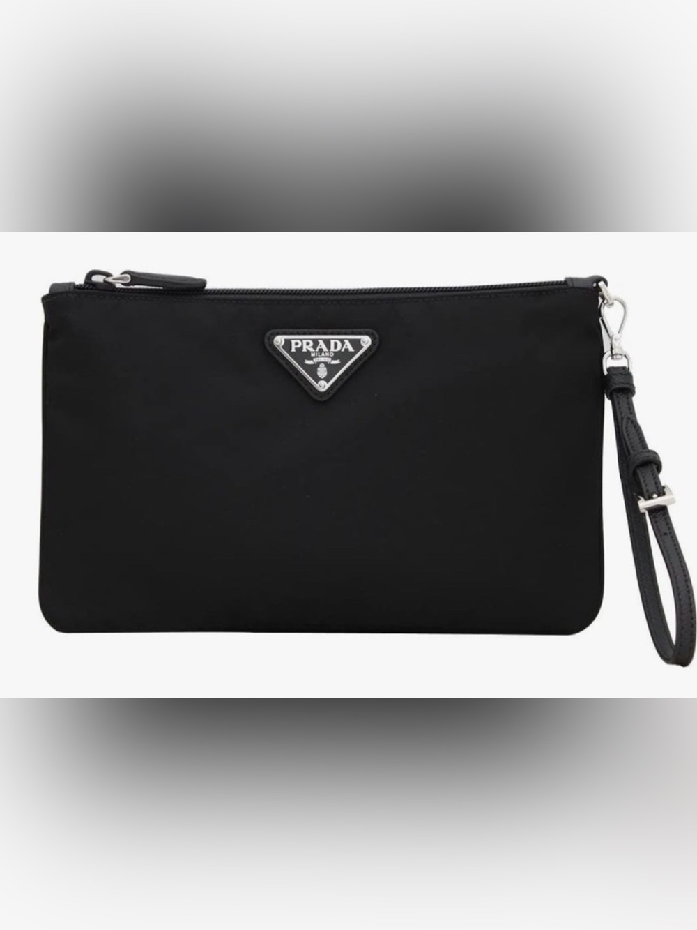 PRADA Nylon Cosmetic Wristlet Double Pouch Clutch Case